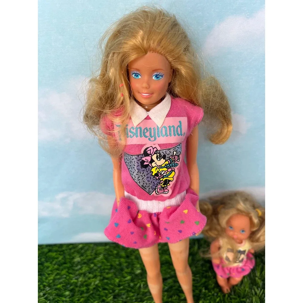 Vintage Barbie Disneyland Doll Set with 2 Toddlers Mickey Ears Balloons 1990s